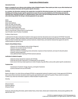 Access Resources - Sample Letter of Medical Exception