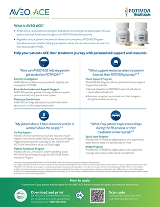 Healthcare Professional Resources - AVEO ACE FAQ and Quick Start Brochure